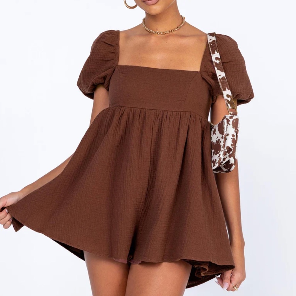 Princess Polly LORNA ROMPER BROWN *never worn*
